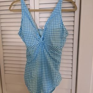 NWT Lands End Gingham Bathing Suit - Size 14 / D cup